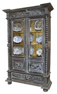 Image of Carved French Oak Display Cabinet