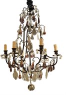 Image of French Iron Chandelier With Amethyst Crystals