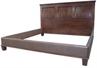 Image of Paneled Wood and Leather Bed