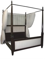 Image of Custom Oak & Steel Bed with Shirred Curtains