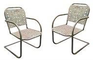 Image of Pair of Rustic Green Chairs
